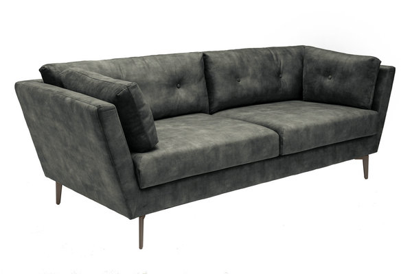 Design Sofa Samt dunkelgrün inkl. Kissen 220cm