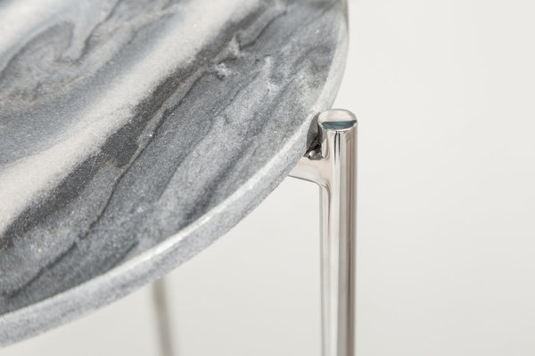 Beistelltisch Marmor grau silber 38 cm rund Metall