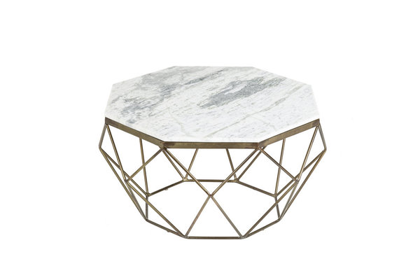 Design Couchtisch 70cm mit Marmor-Tischplatte in weiß