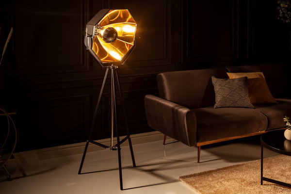 Design Stehlampe Industriedesign schwarz gold 160cm