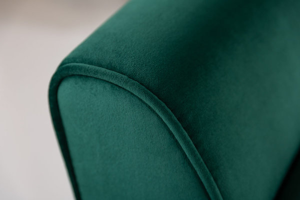 Sitzbank Samt smaragdgrün goldene Kappen 90cm Retro-Look