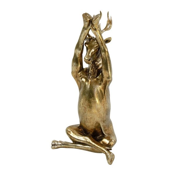 Design Figur Skulptur Yoga-Hirsch gold 29cm