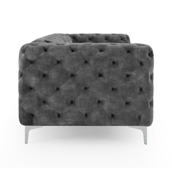 Sofa Modern Chesterfield Design 240cm dunkelgrau Samt