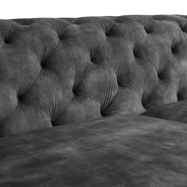 Sofa Modern Chesterfield Design 240cm dunkelgrau Samt