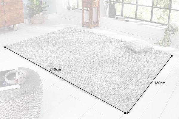 Design Teppich 240 x 160 cm grau Wolle handgearbeitet