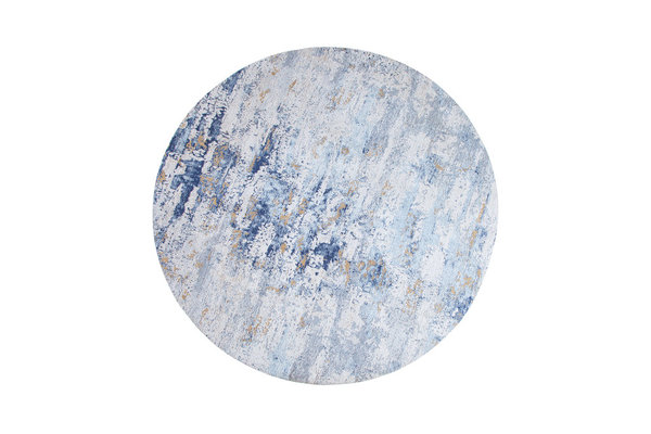 Design Teppich blau beige rund 150cm Used Look