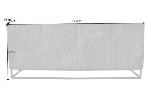 Sideboard Akazie Massivholz 177cm grau 3D Optik