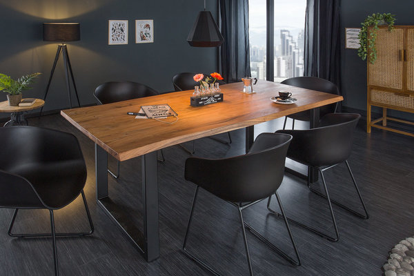 Esstisch 180cm Akazie Massivholz Baumkanten Tisch industrial Design