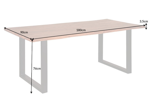 Esstisch 180cm Akazie Massivholz Baumkanten Tisch industrial Design
