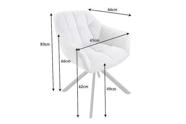 Drehbarer Stuhl hellgrau für Esszimmer und Büro