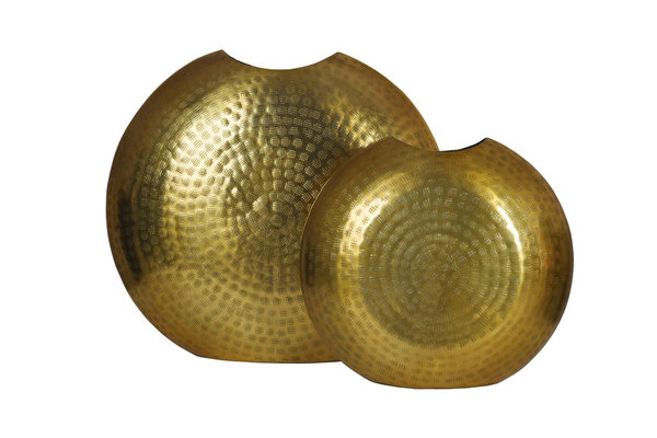 Orientalisches Vasen 2er-Set gold 44cm und 33cm in Hammerschlagoptik