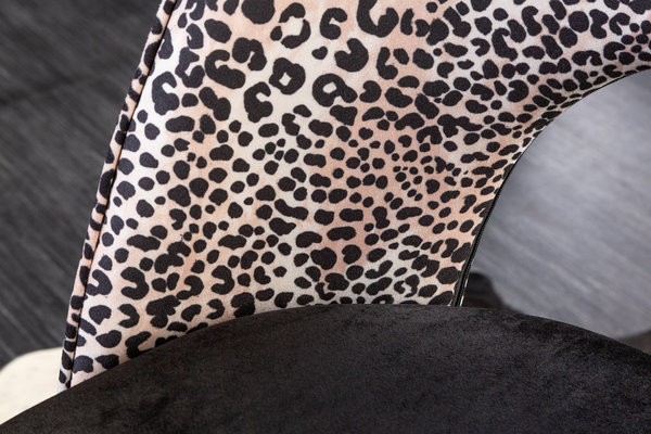 Design Stuhl Boutique schwarz Leopard Samt 2er-Set