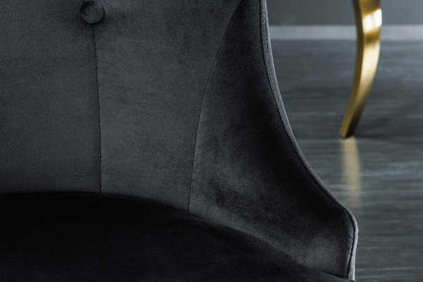Stuhl Modern Barock schwarz mit goldenem Löwenkopf