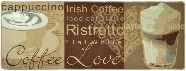 Design Läufer COFFEE LOVE beige / braun 67x180cm Küchenläufer